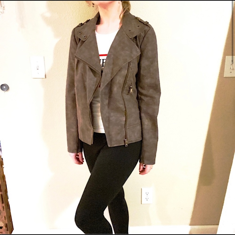 Catherine Malandrino brown vegan leather moto jacket Size Small